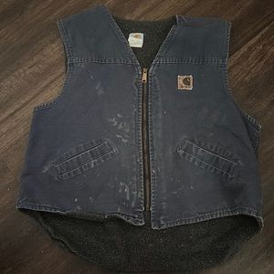 XL vintage Carhartt carpenters vest in navy blue